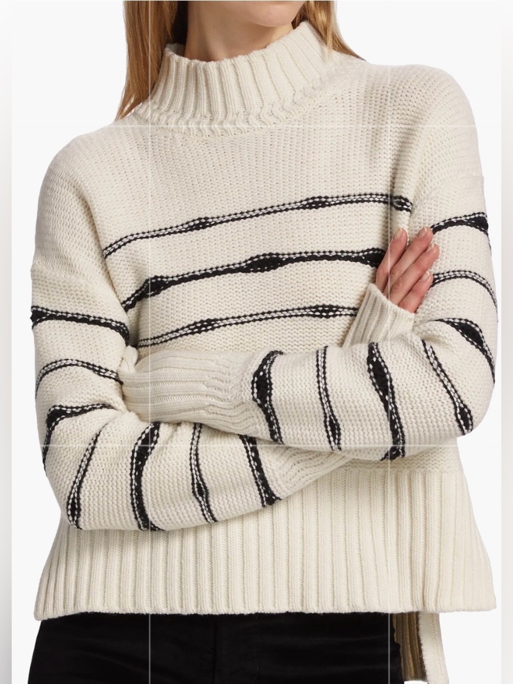 VERONICA BEARD VIORI WOOL BLEND STRIPED SWEATER, SIZE XS.